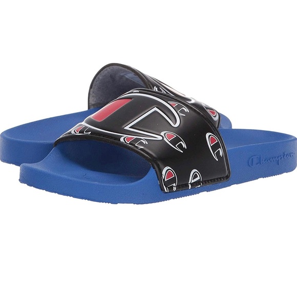 Champion IPO Repeat C Logo Surf The Web Blue Black Mens Sandals - Picture 3 of 5